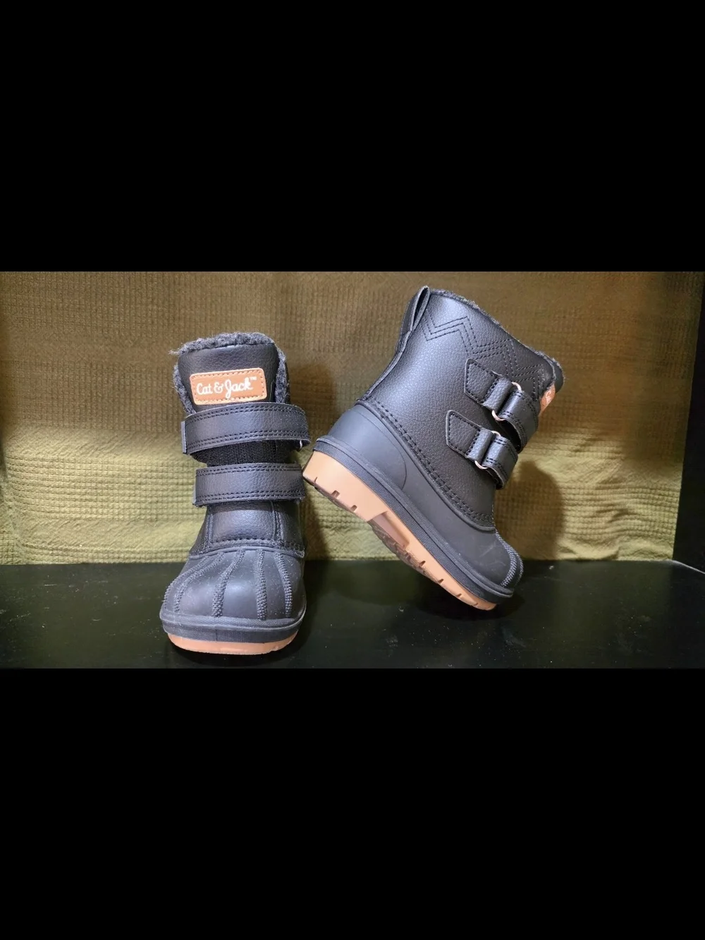 Cat & Jack Black Boots with Tan Outsoles